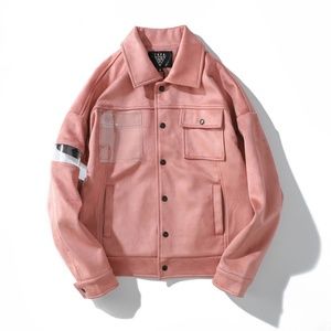 Faux PU Leather Suede stitching Jacket